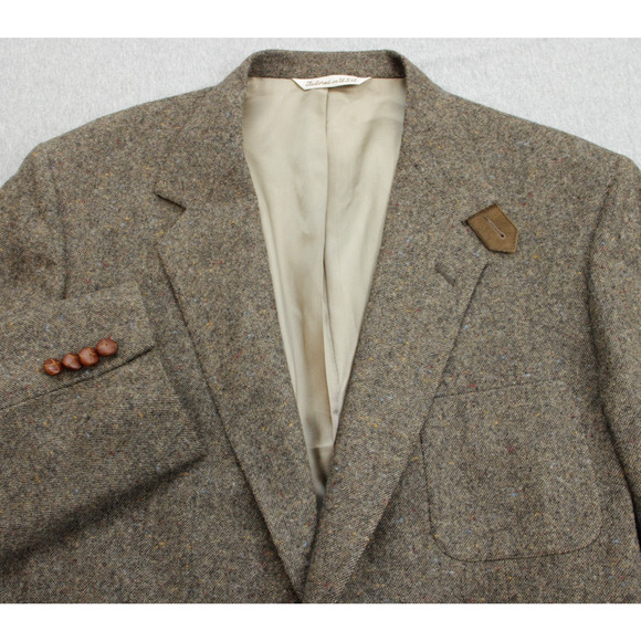 Stafford Other - Stafford Blazer Men's Brown 46L 100% Wool 2-Button Tweed Elbow Patch Fleck USA